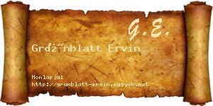 Grünblatt Ervin névjegykártya